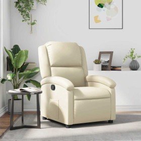Sillón reclinable de cuero sintético crema Sillón reclinable de cuero sintético crema