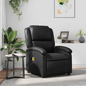 Sillón de masaje reclinable cuero sintético negro Sillón de masaje reclinable cuero sintético negro