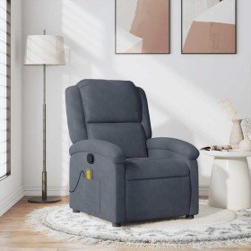 Sillón de masaje reclinable de terciopelo gris oscuro Sillón de masaje reclinable de terciopelo gris oscuro