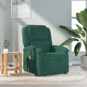 Sillón de masaje reclinable de terciopelo verde oscuro en Sillones | Comprar online en Foro24