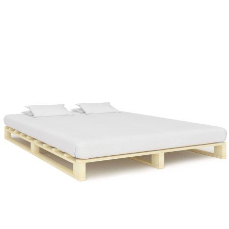 Estructura cama palets sin colchón madera maciza pino 200x200cm en Camas y somieres | Comprar online en Foro24