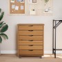 Cajonera con ruedas MOSS madera maciza pino marrón miel