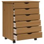 Cajonera con ruedas MOSS madera maciza pino marrón miel