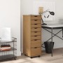 Cajonera con ruedas MOSS madera maciza pino marrón miel