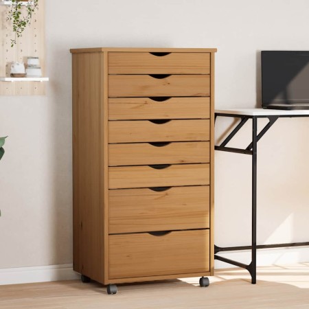 Cajonera con ruedas MOSS madera maciza pino marrón miel