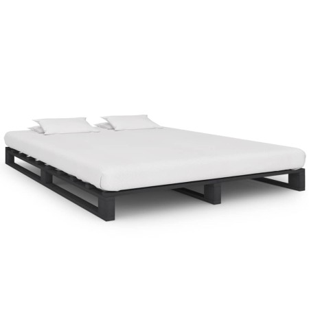 Estructura de cama de palets madera maciza pino gris 120x200 cm