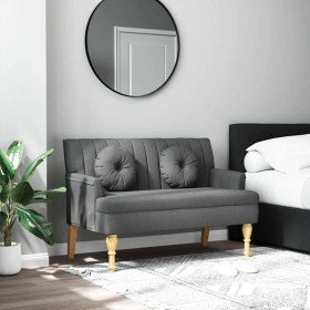 Banco con cojines tela gris oscuro 113x64,5x75,5 cm