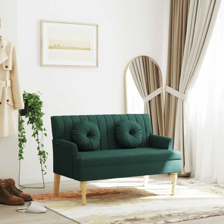 Banco con cojines tela verde oscuro 113x64,5x75,5 cm