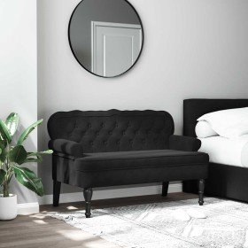 Banco con respaldo Terciopelo negro 119,5x64,5x75 cm en Bancos | Comprar online en Foro24