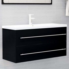 Möbelstück mit schwarzem Agglomerat-Waschbecken von vidaXL, Badezimmerwaschtische - Ref: Foro24-3099069, Preis: 328,95 €, Rab...