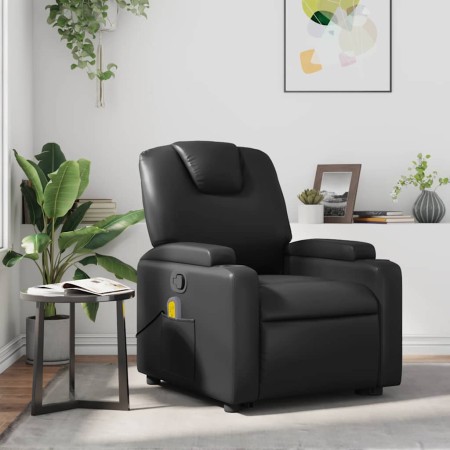 Sillón de masaje reclinable cuero sintético negro