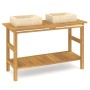 Solid teak wood bathroom vanity with cream marble sinks by vidaXL, bathroom vanities - Ref: Foro24-3096578, Price: 464,16 €, ...