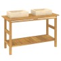 Solid teak wood bathroom vanity with cream marble sinks by vidaXL, bathroom vanities - Ref: Foro24-3096578, Price: 464,16 €, ...