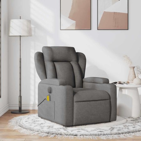 Sillón de masaje reclinable de tela gris oscuro