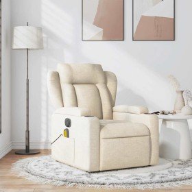 Sillón de masaje reclinable de tela crema Sillón de masaje reclinable de tela crema