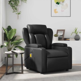 Sillón de masaje reclinable cuero sintético negro Sillón de masaje reclinable cuero sintético negro