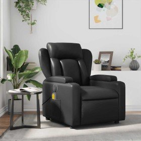 Sillón de masaje reclinable cuero sintético negro Sillón de masaje reclinable cuero sintético negro