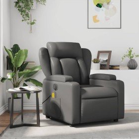 Sillón de masaje reclinable cuero sintético gris Sillón de masaje reclinable cuero sintético gris