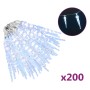 Luces carámbano Navidad 200 LED blanco frío acrílico PVC 20 m