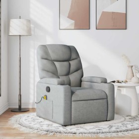 Sillón reclinable de masaje de tela gris claro en Sillones | Comprar online en Foro24