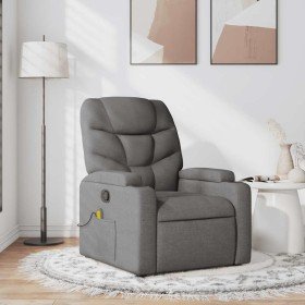 Sillón de masaje reclinable de tela gris oscuro