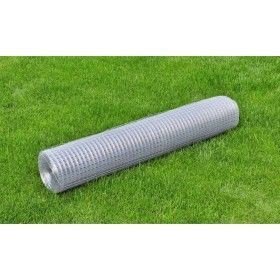 Malla de alambre cuadrada acero galvanizado plateado 1x25 m