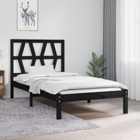 Estructura de cama madera maciza de pino negro 75x190 cm