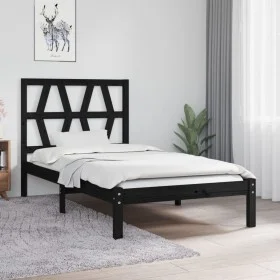 Estructura de cama madera maciza de pino negro 75x190 cm de vidaXL, Camas y somieres - Ref: Foro24-3103962, Precio: 111,49 €,...
