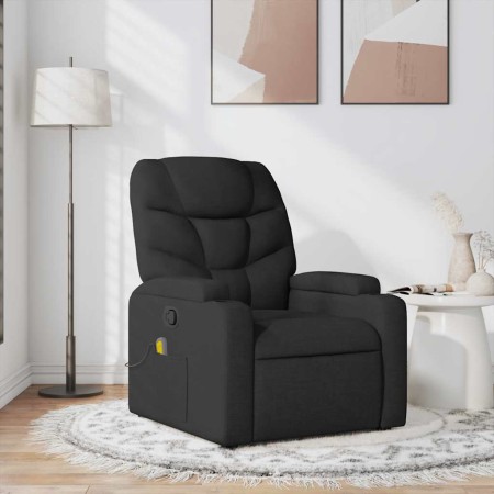 Sillón reclinable de masaje de tela negro