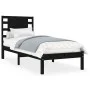 Black single solid wood bed frame 75x190 cm by vidaXL, Beds and slatted bases - Ref: Foro24-3104182, Price: 122,14 €, Discoun...