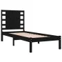 Black single solid wood bed frame 75x190 cm by vidaXL, Beds and slatted bases - Ref: Foro24-3104182, Price: 122,14 €, Discoun...