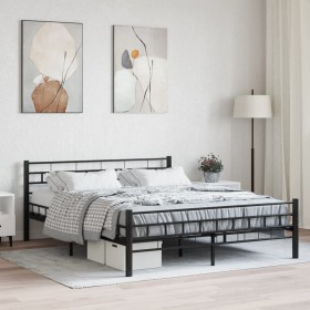Estructura cama sin colchón con cabecero acero negro 160x200 cm