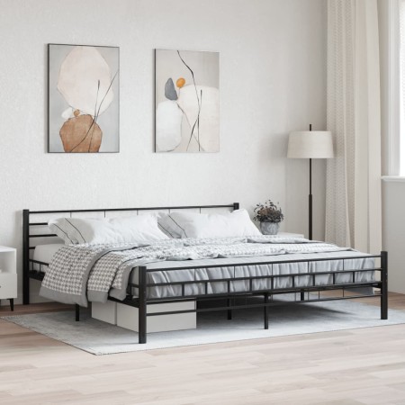 Estructura de cama sin colchón acero negro 200x200 cm