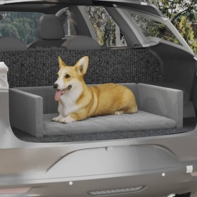 Cama de maletero coche para perros aspecto lino gris 110x70 cm