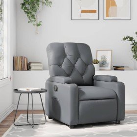 Sillón reclinable de cuero sintético gris Sillón reclinable de cuero sintético gris