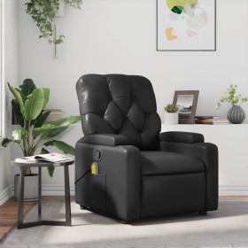Sillón de masaje reclinable cuero sintético negro