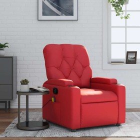 Sillón de masaje reclinable cuero sintético rojo