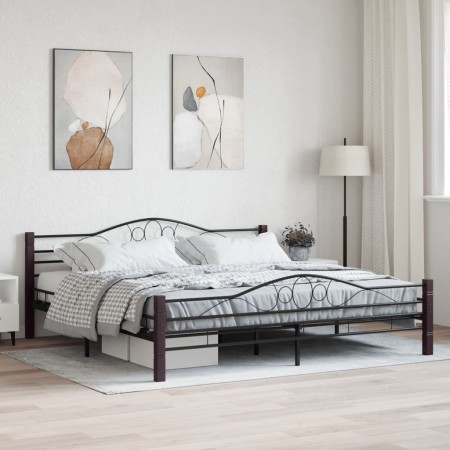 Estructura de cama sin colchón metal negro 200x200 cm