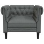 Sillón Chesterfield de tela gris oscuro