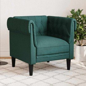Sillón Chesterfield de tela verde oscuro Sillón Chesterfield de tela verde oscuro