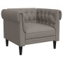 Sillón Chesterfield de tela gris taupé