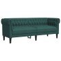 Sofá Chesterfield de 3 plazas tela verde oscuro