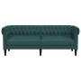 Sofá Chesterfield de 3 plazas tela verde oscuro