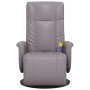 Sillón reclinable de masaje con reposapiés cuero sintético gris
