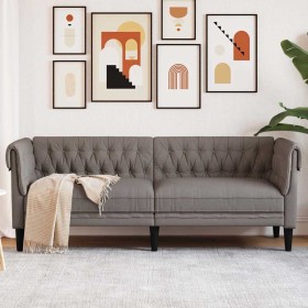 Sofá Chesterfield de 3 plazas tela gris taupe Sofá Chesterfield de 3 plazas tela gris taupe
