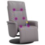 Sillón reclinable de masaje con reposapiés cuero sintético gris