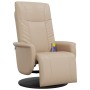 Sillón reclinable masaje reposapiés cuero sintético capuchino