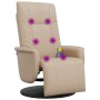 Sillón reclinable masaje reposapiés cuero sintético capuchino