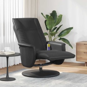 Sillón reclinable masaje con reposapiés cuero sintético negro