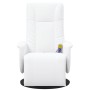 Sillón reclinable masaje con reposapiés cuero sintético blanco